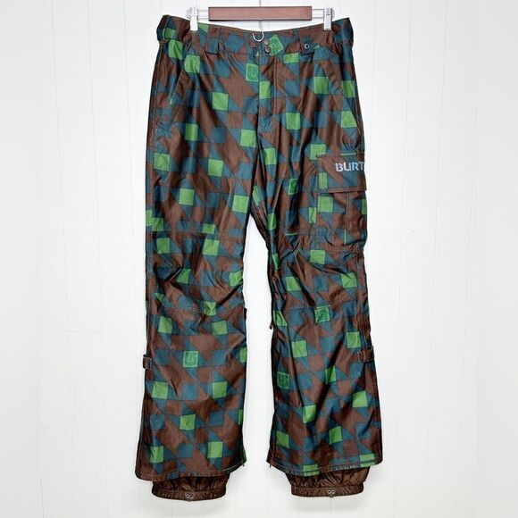 Burton DryRide Poacher Snowbaord Ski Pants Brown Green Checkered Size Small - Picture 1 of 7